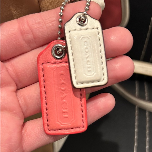 Coach Coral and Beige Leather Satchel - Picture 3 of 6